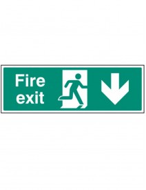 Fire Exit Straight On Down Rigid Plastic - 3 sizes